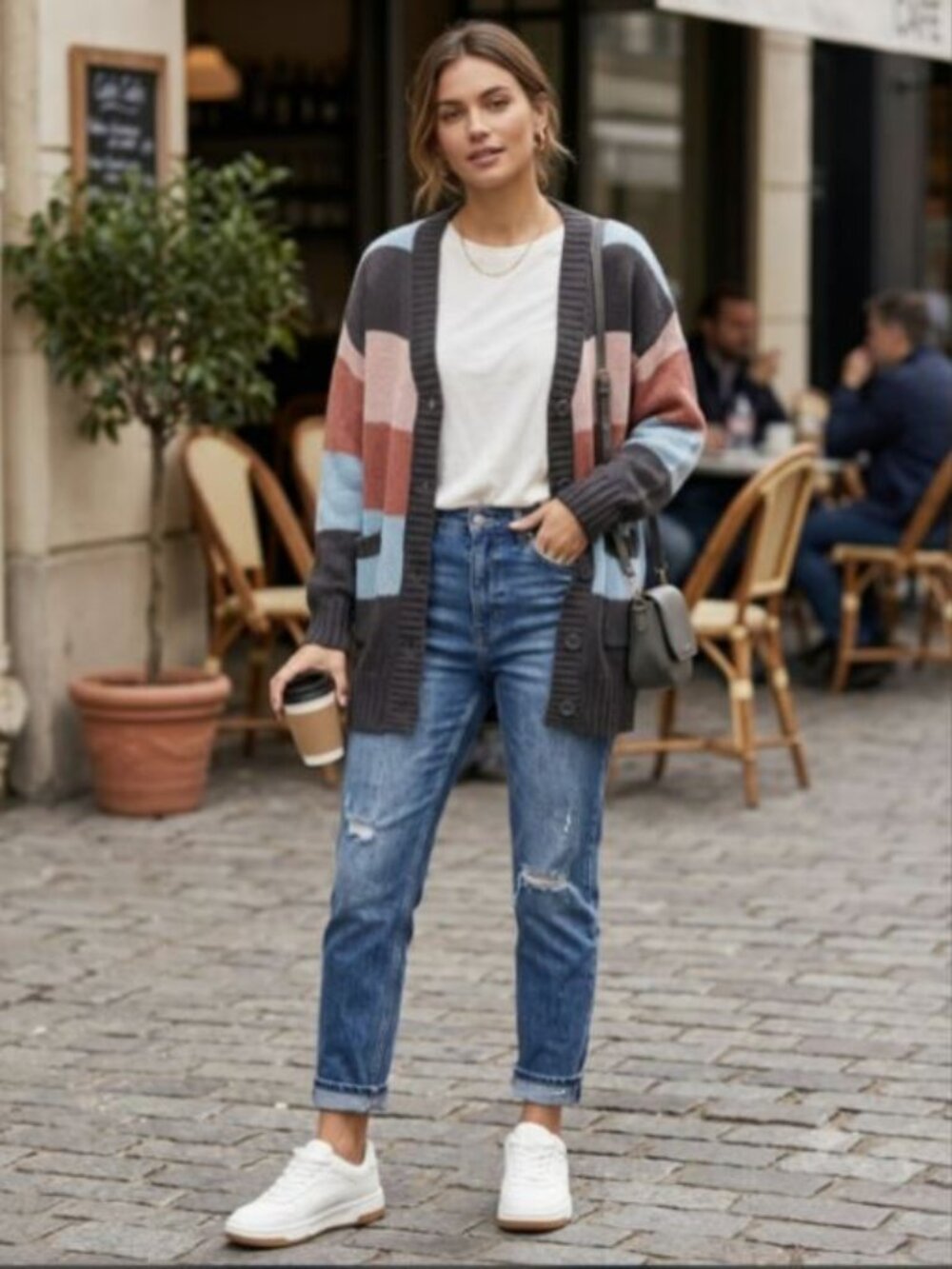 LulaRoe Striped Button-Front Women's Cardigan Sweater - Multicolor